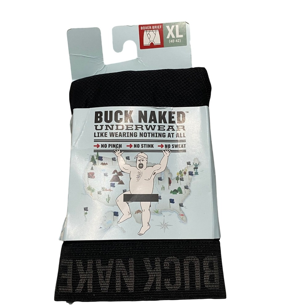 Duluth Trading Co Buck Naked Men Black Boxer Briefs XL 40-42 Diamond Knit 76015